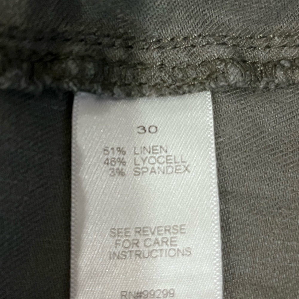 Evereve Moss Green Linen Wide Leg Cropped Pants - Picture 8 of 8